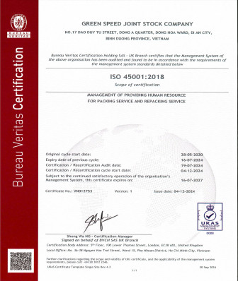 Chứng nhận ISO 45001:2018