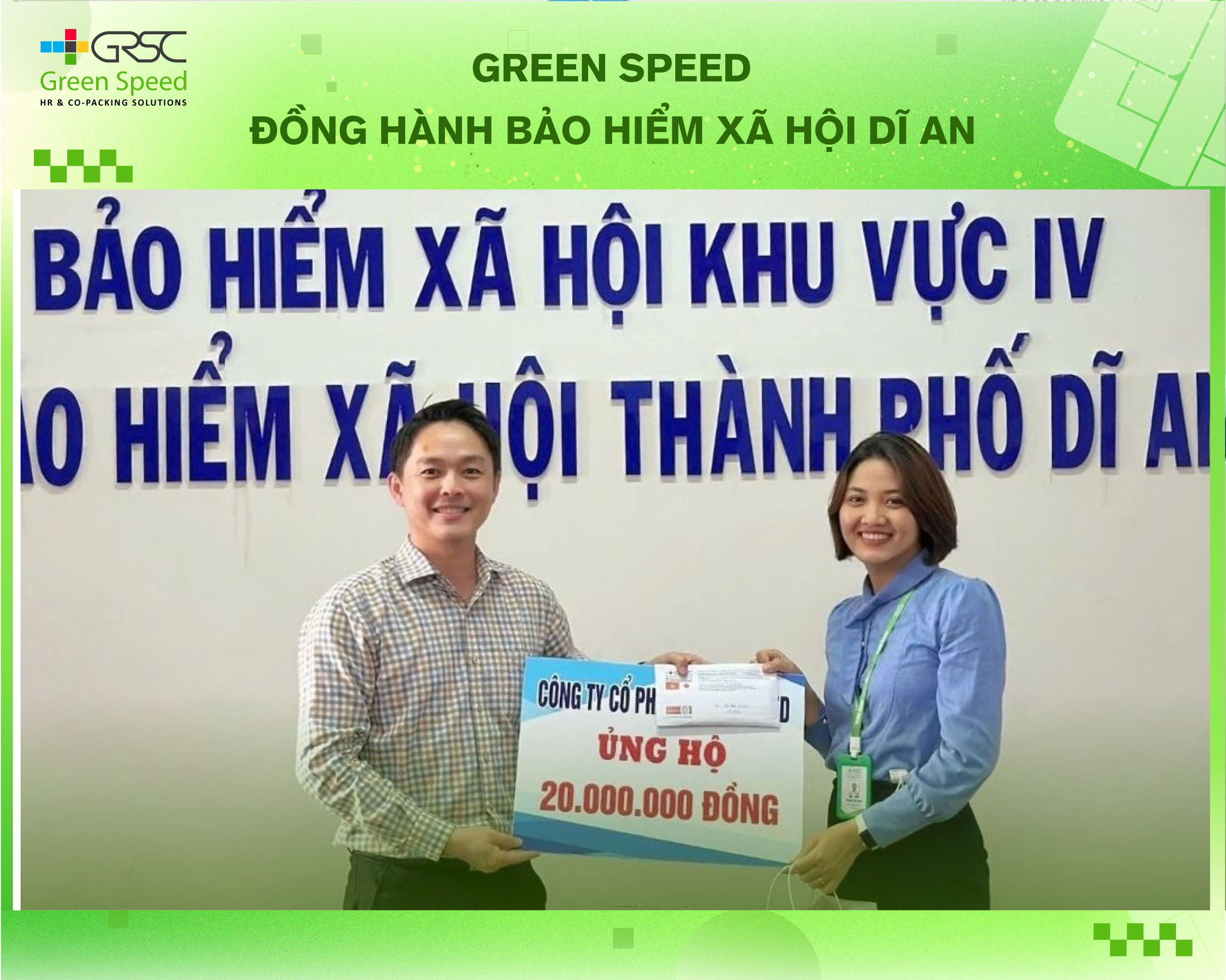 Green Speed đồng hành BHXH Thành phố Dĩ An, lan tỏa giá trị sẻ chia cùng cộng đồng